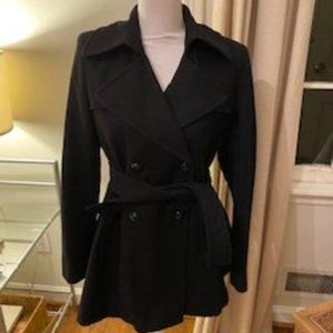 Via Spiga Black Wool Pea Coat